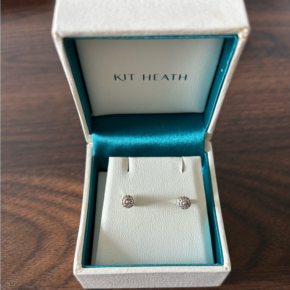 Kit Heath silver braided swirl stud earrings